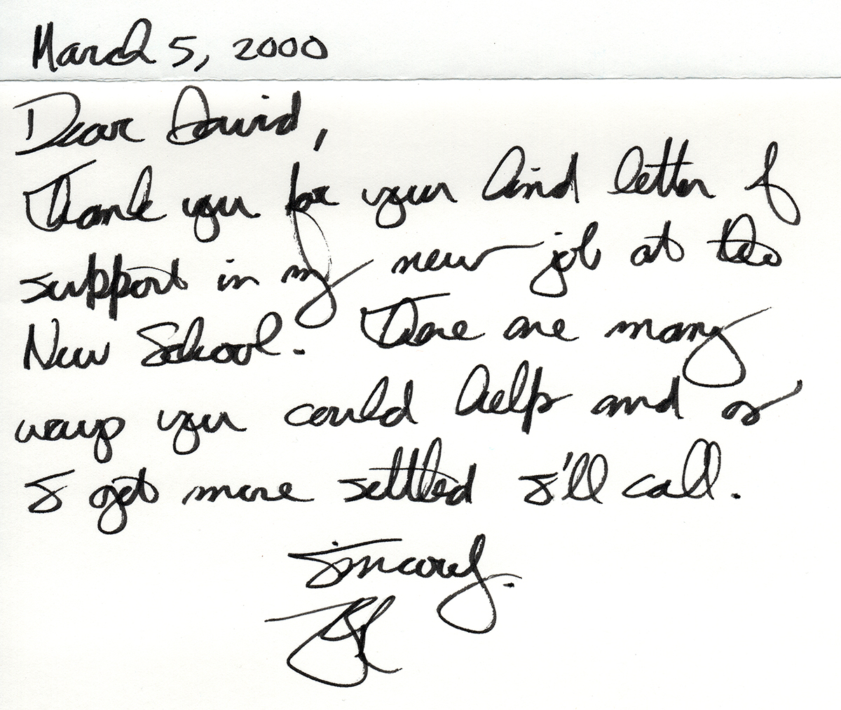 Bob Kerrey Letter, March 5, 2000