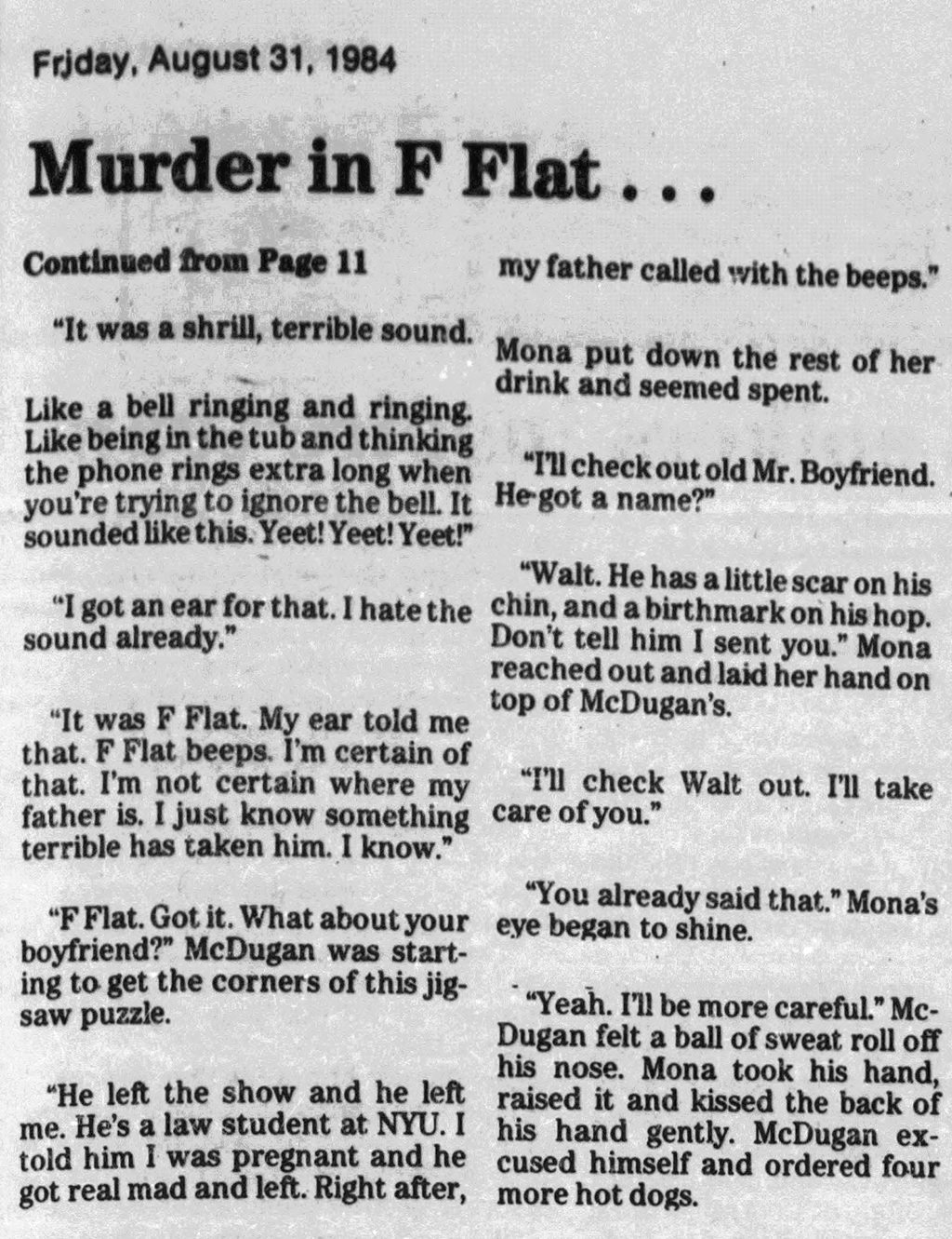 Murder in F-flat; 8-31-1984